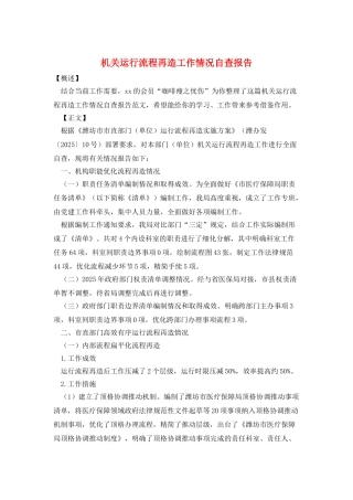 机关运行流程再造工作情况自查报告