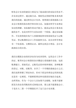 财务会计实训实习报告