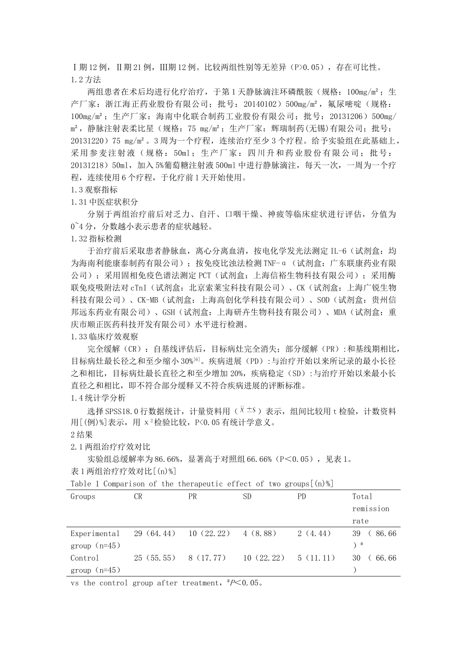 参麦注射液对乳腺癌患者术后患者的血清PCT、IL-6、TNF-α水平及心肌功能的影响分析研究  临床医学专业_第3页