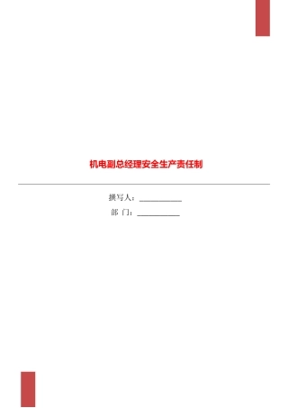 机电副总经理安全生产责任制