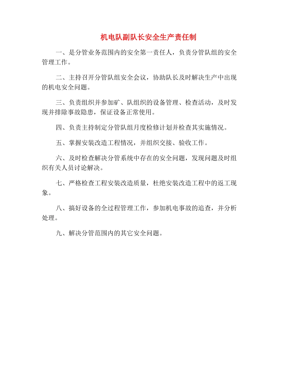 机电队副队长安全生产责任制_第2页