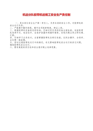 机运分队胶带机巡视工安全生产责任制—