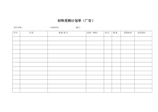 材料采购计划单