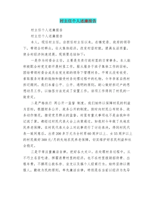 村主任个人述廉报告
