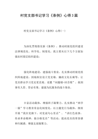 村党支部书记学习《条例》心得3篇