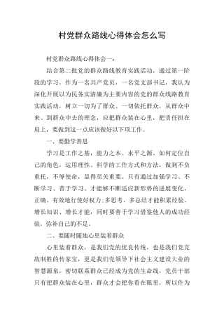 村党群众路线心得体会怎么写