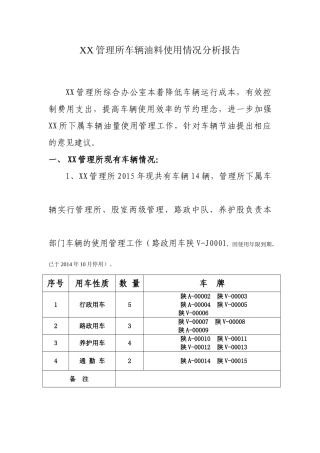 车辆油料使用情况分析报告