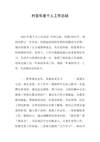 村官年度个人工作总结