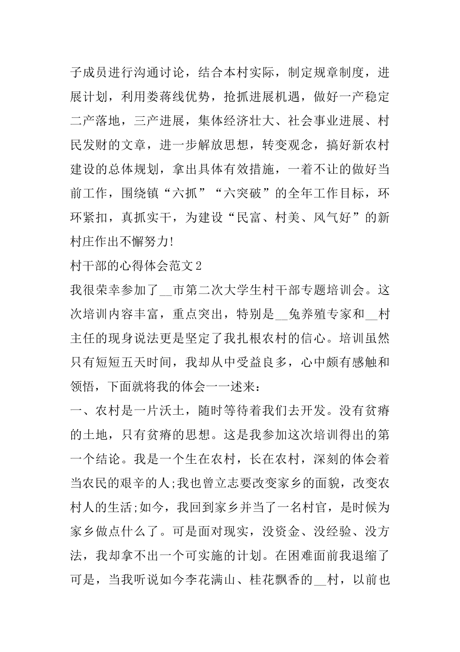 村干部的心得体会范文_第2页