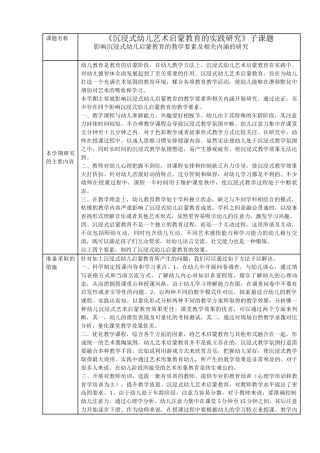 沉浸式幼儿艺术启蒙教育的实践研究分析  学前教育专业