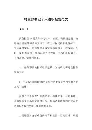 村支部书记个人述职报告范文