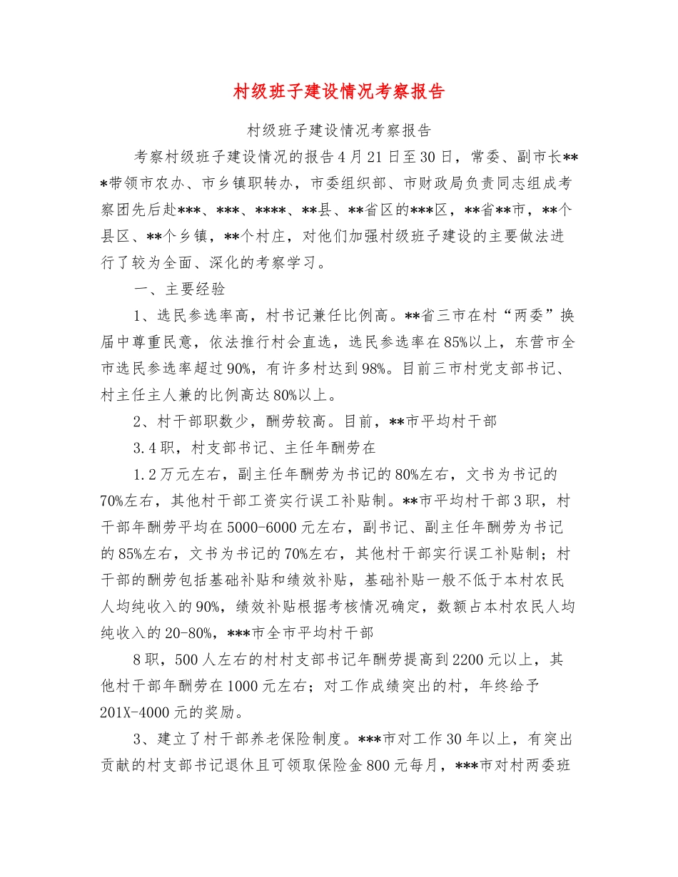 村级班子建设情况考察报告_第1页