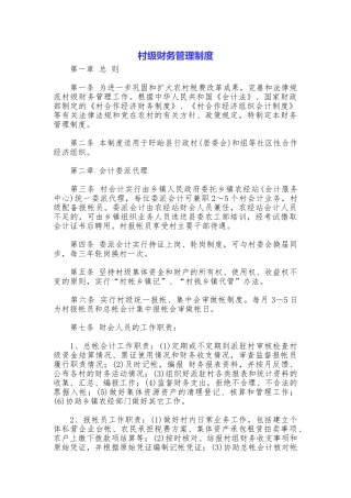 村级财务管理制度