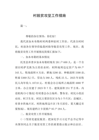 村脱贫攻坚工作措施