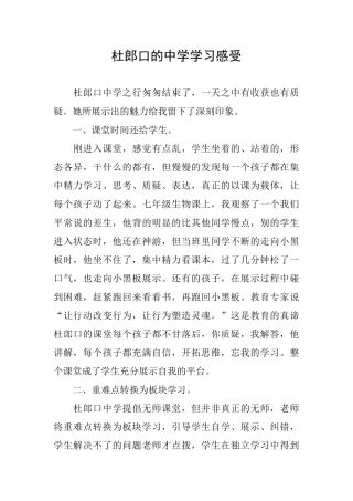 杜郎口的中学学习感受