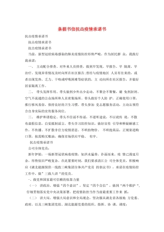条据书信抗击疫情承诺书