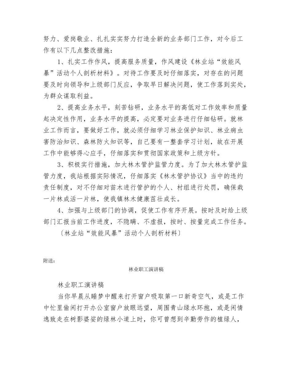 林业站“效能风暴”活动个人剖析材料_第2页