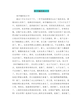 林宇楠的检讨书