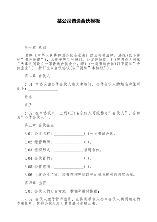 某公司普通合伙模板