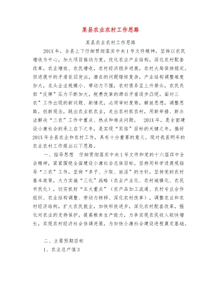 某县农业农村工作思路