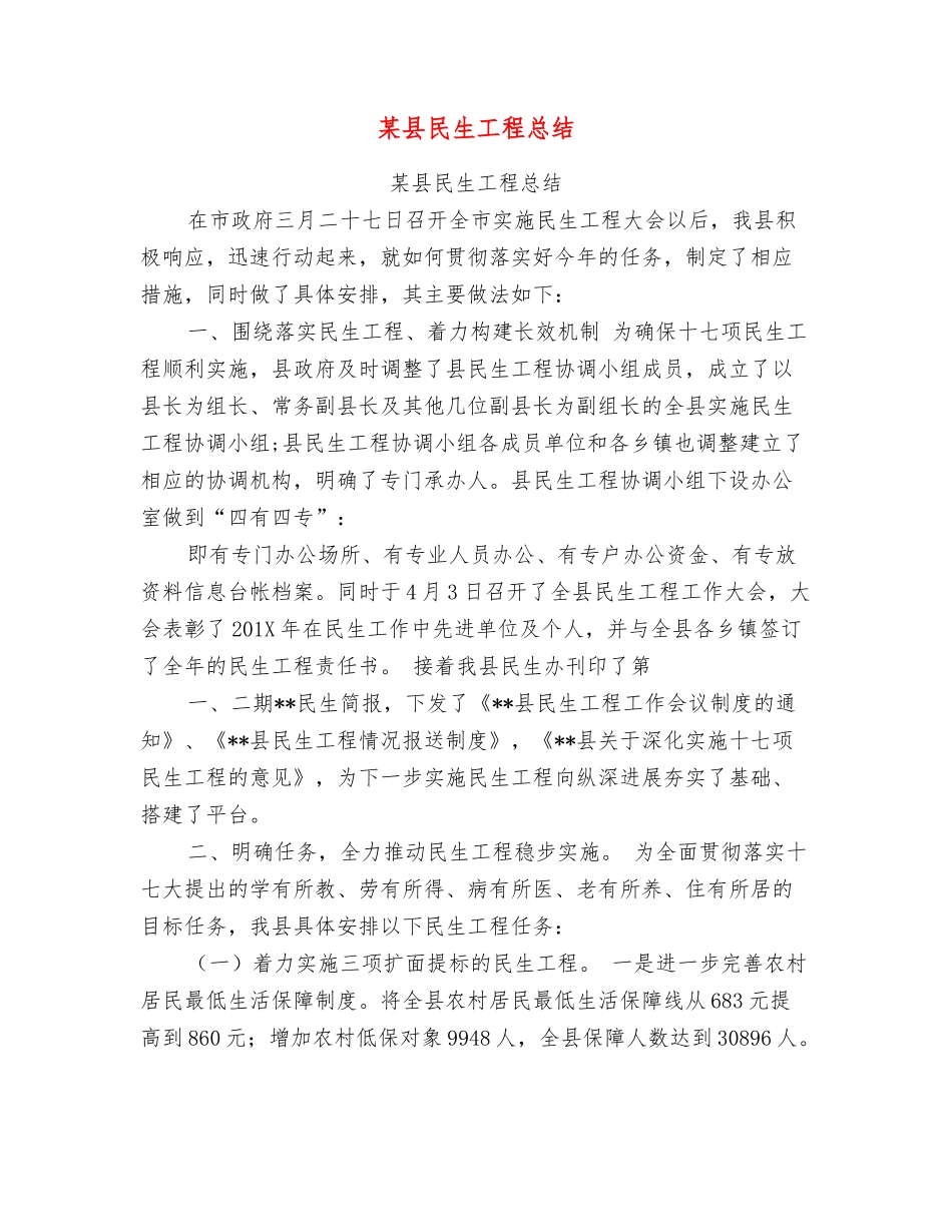 某县民生工程总结_第1页