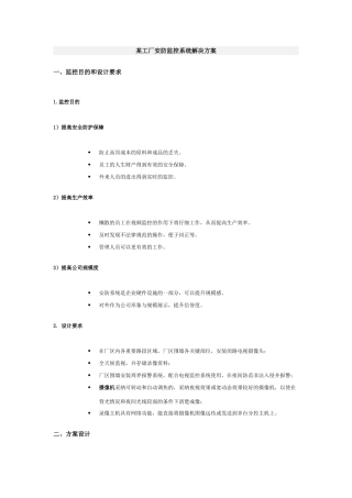 某工厂安防监控系统解决方案