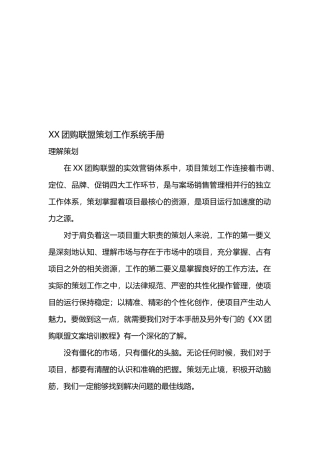 某房地产团购联盟策划方案流程工作系统手册页