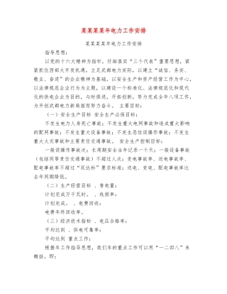 某某某某年电力工作安排