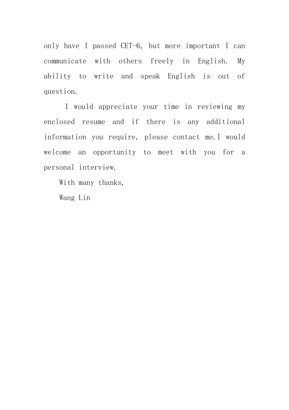 标准英语求职信_第2页