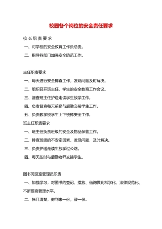 校园各个岗位的安全责任要求—