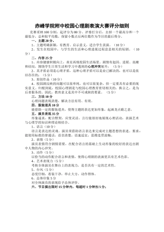 校园心理剧表演大赛评分细则