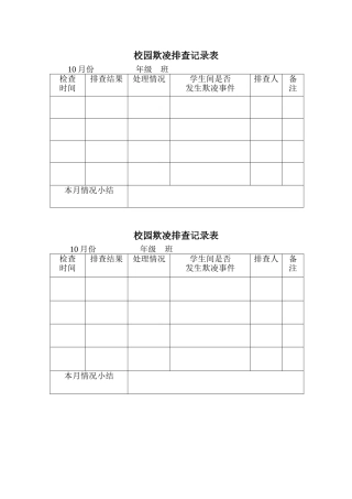 校园欺凌排查记录表