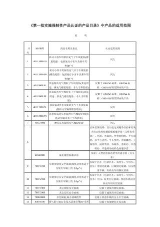 《第一批实施强制性产品认证的产品目录》中产品的适用范围说明