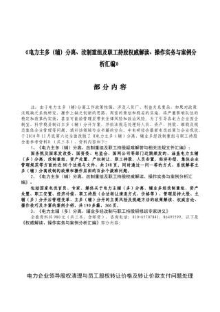 《电力主多辅)分离改制重组及职工持股权威解读操作实务与案