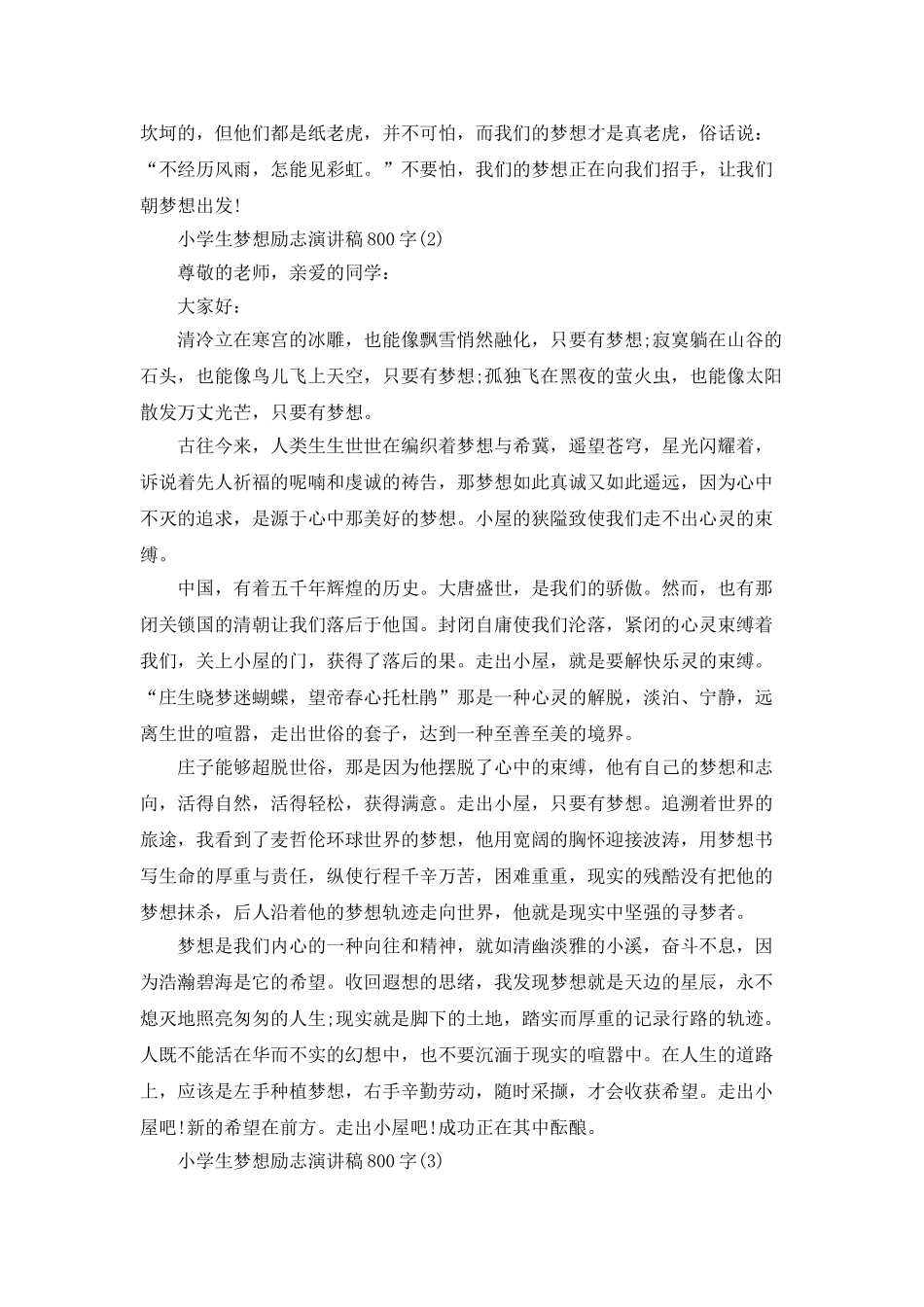 梦想励志演讲稿800字5篇_第2页