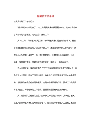 检测员工作总结