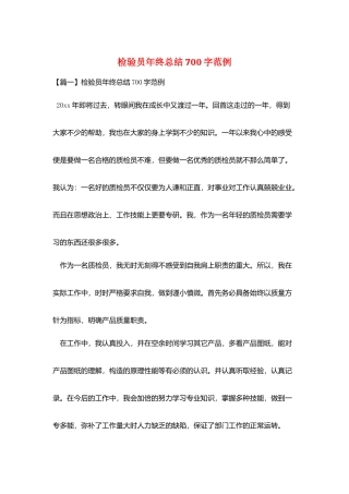 检验员年终总结700字范例