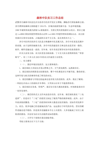 森林中队实习工作总结