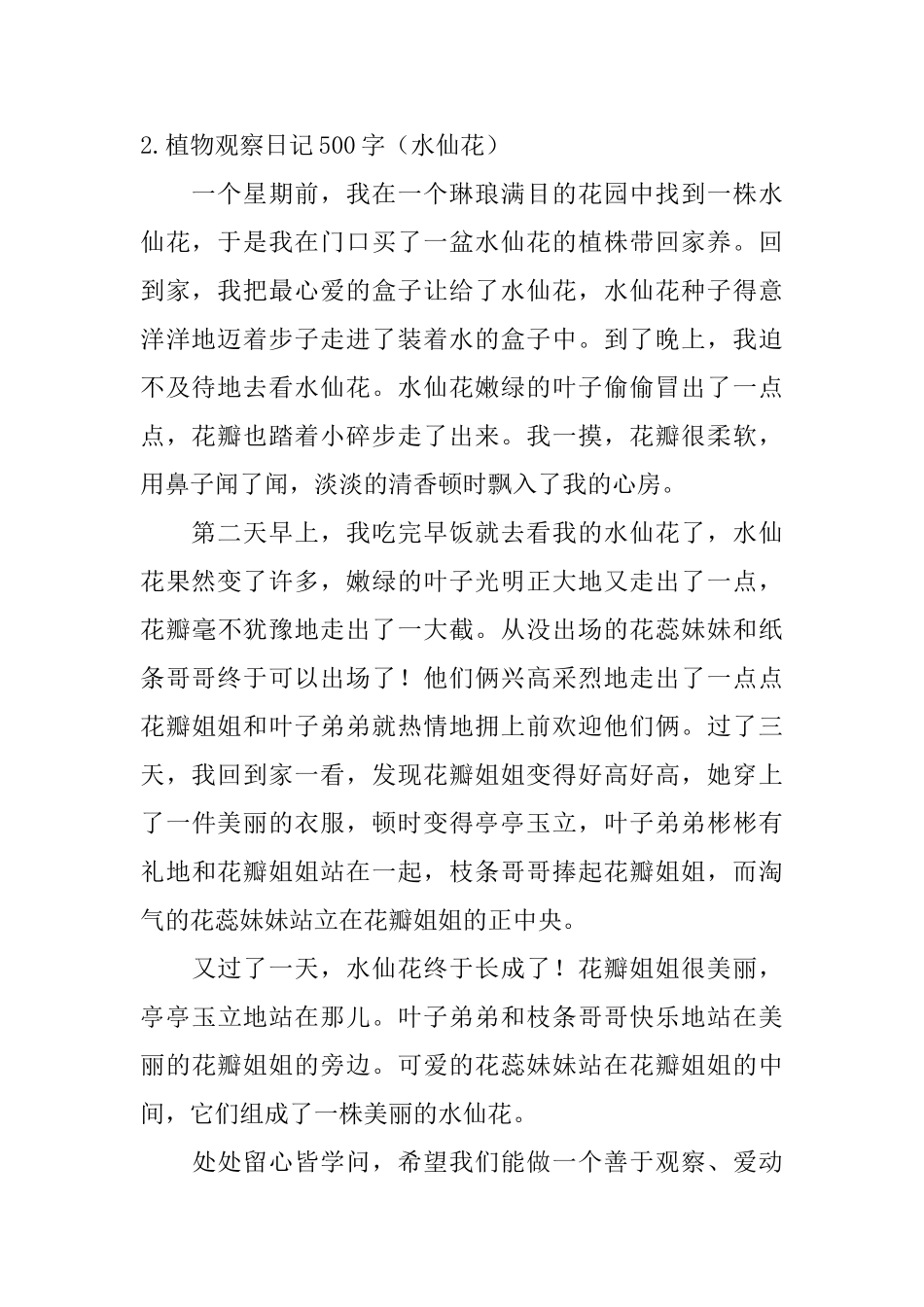植物观察日记500字_第2页