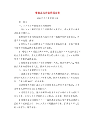 楼盘正式开盘策划方案