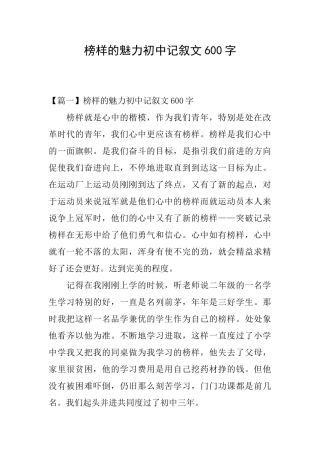 榜样的魅力初中记叙文600字