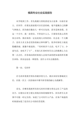 模具专业社会实践报告