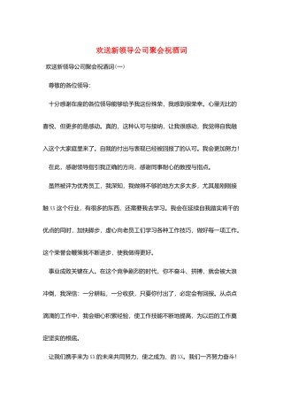 欢迎新领导公司聚会祝酒词