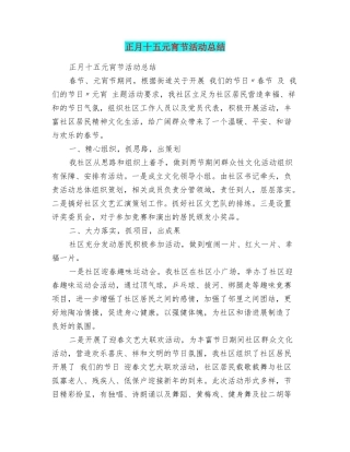 正月十五元宵节活动总结
