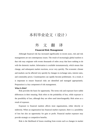 财务风险管理分析研究毕业论文