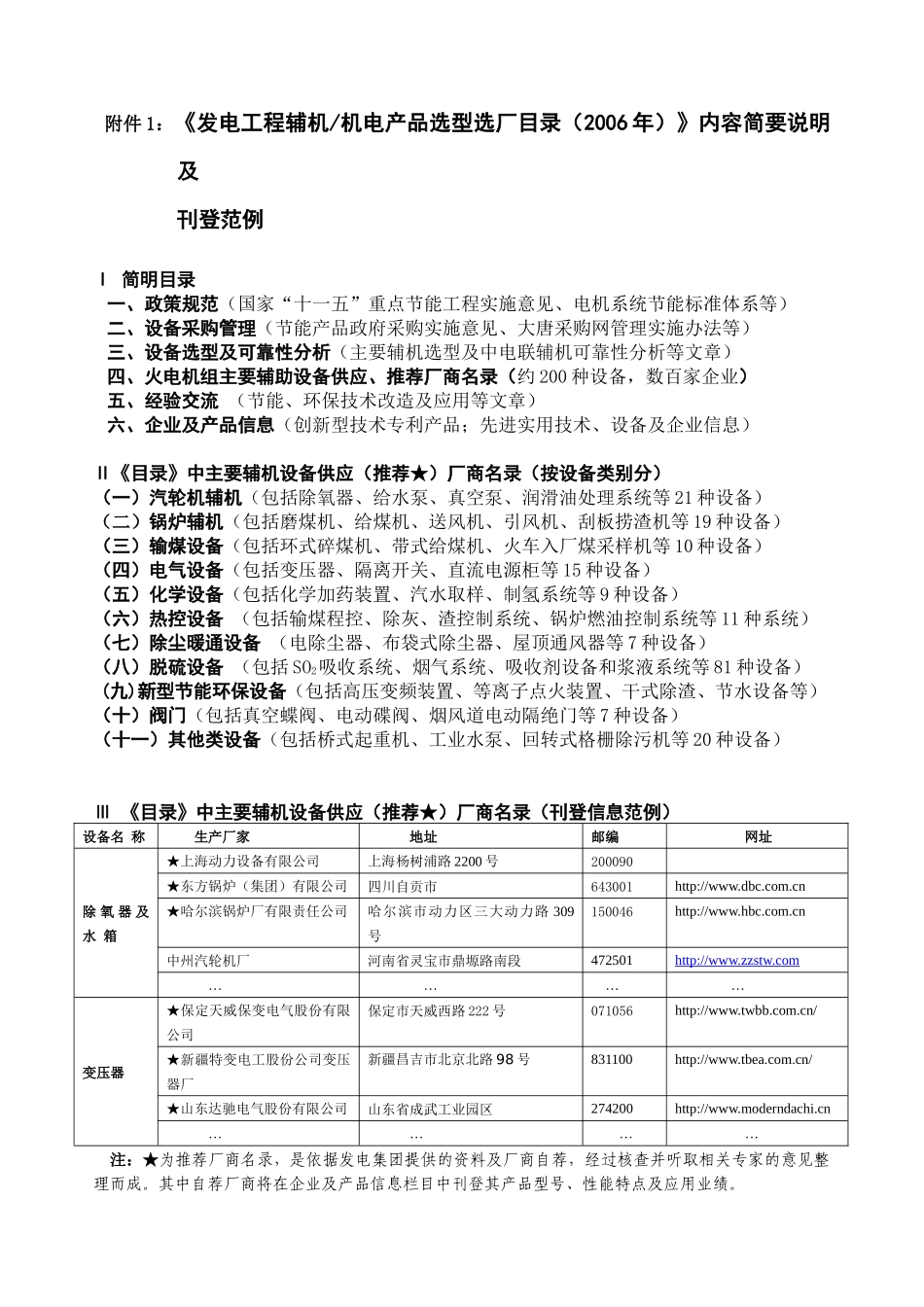 发电工程辅机机电产品选型选厂目录_第2页
