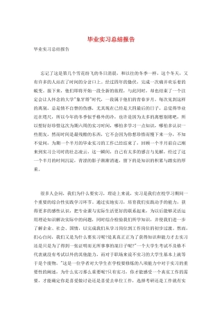 毕业实习总结报告