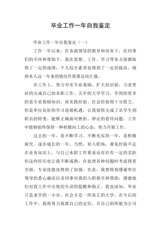 毕业工作一年自我鉴定