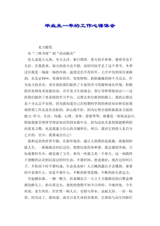 毕业生一年的工作心得体会