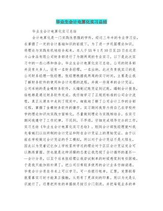 毕业生会计电算化实习总结